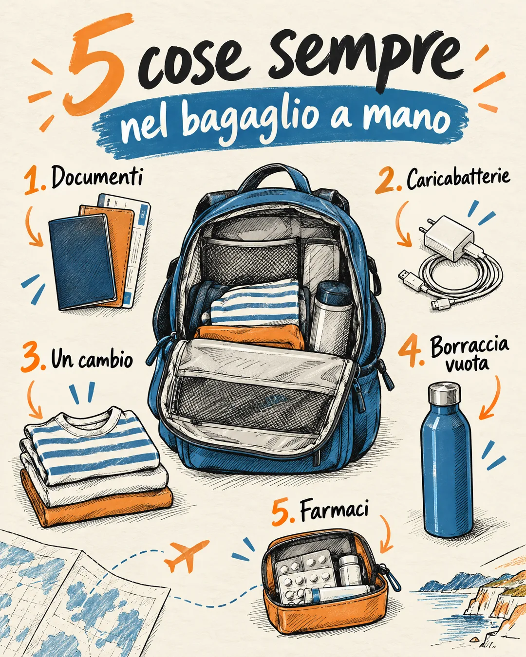 5 cose sempre nel bagaglio a mano