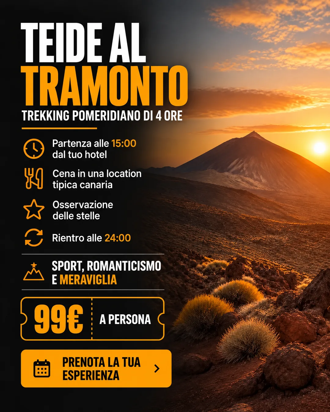 trekking al tramonto sul Teide a 99 euro
