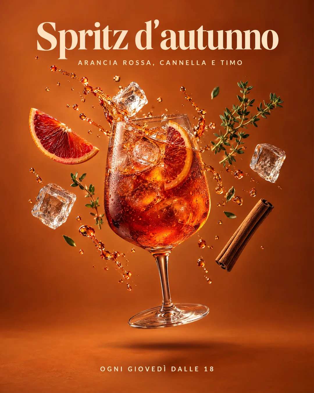 spritz d'autunno con arancia rossa e cannella
