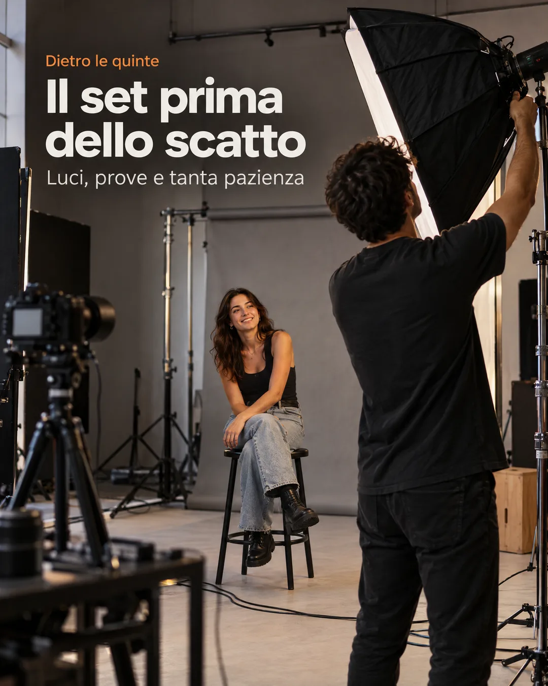 dietro le quinte di un set fotografico
