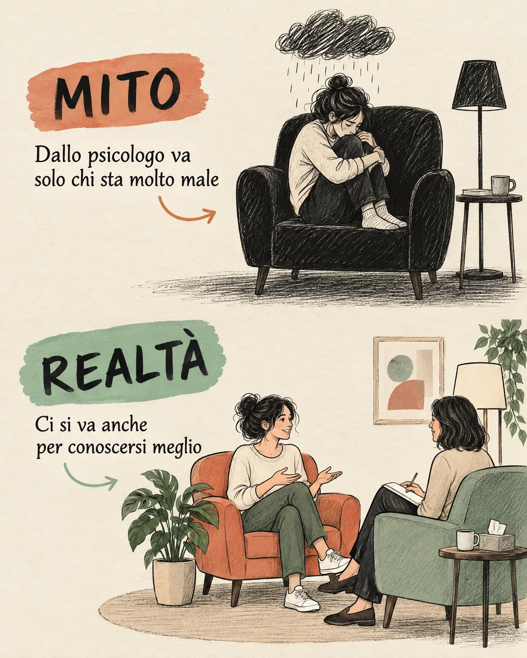 mito e realtà sull'andare dallo psicologo