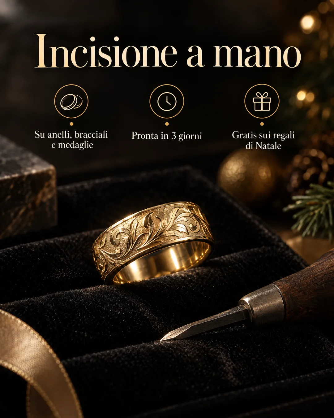 incisione a mano su anelli e bracciali