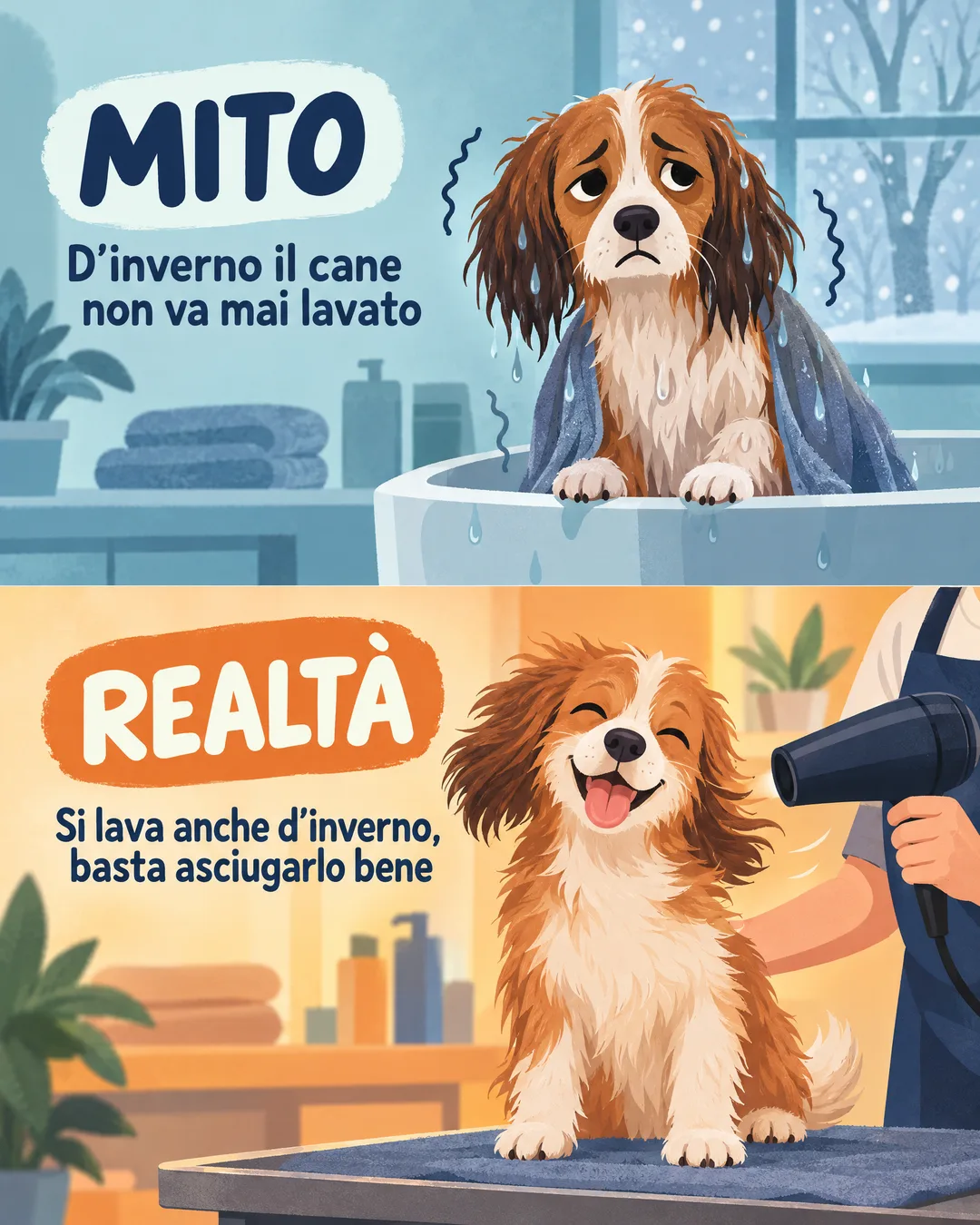 mito e realtà sul bagno al cane d'inverno