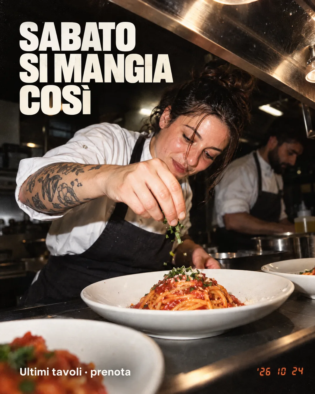 sabato si mangia così, lo chef impiatta la pasta